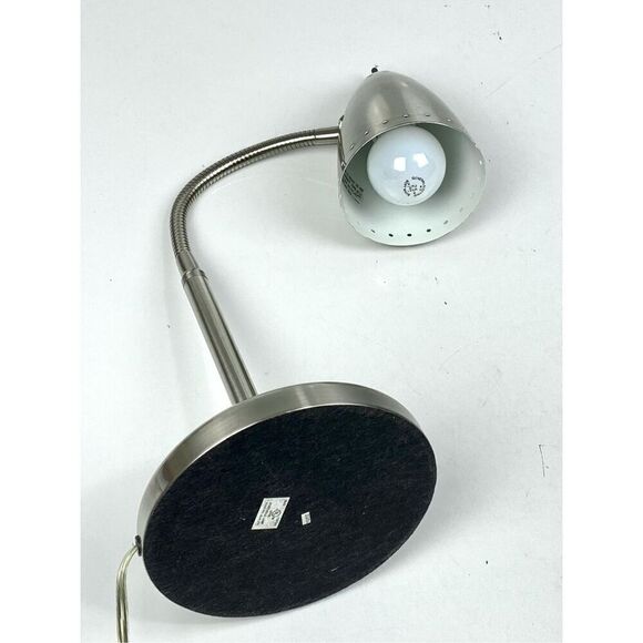 Atomic Style Adjustable Gooseneck Metal Table Desk Lamp Industrial 22in Silver - Picture 5 of 12